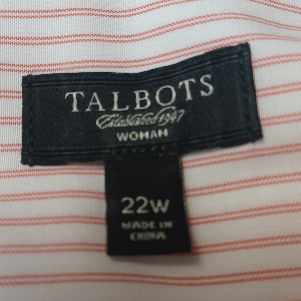 Talbots Women Size 22W  Red Striped Blouse - Picture 2 of 14